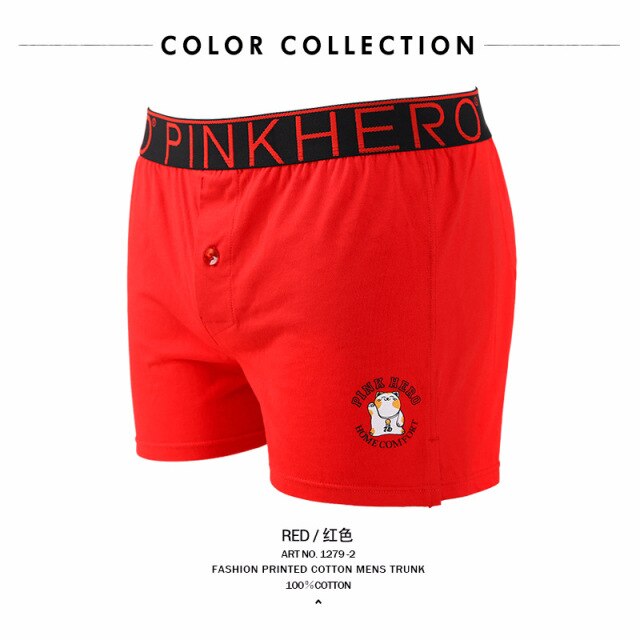 Pink Heroes Men Boxers Underwear Brand New Pure European Style Cotton Boxer Flat Pants Underwear Men Boxer Home Arrow Printing