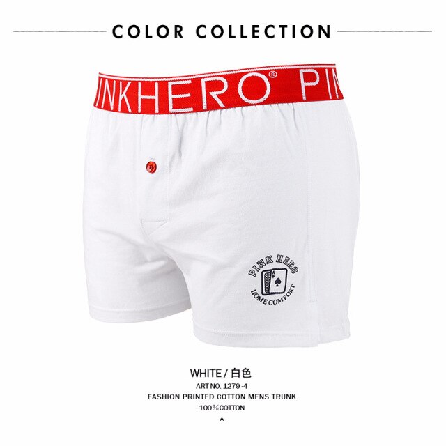 Pink Heroes Men Boxers Underwear Brand New Pure European Style Cotton Boxer Flat Pants Underwear Men Boxer Home Arrow Printing