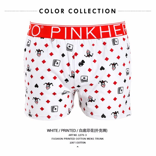 Pink Heroes Men Boxers Underwear Brand New Pure European Style Cotton Boxer Flat Pants Underwear Men Boxer Home Arrow Printing