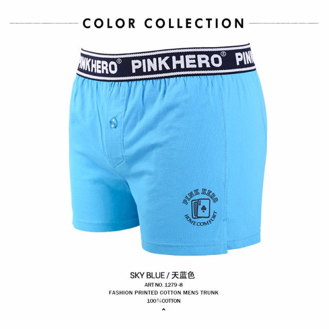 Pink Heroes Men Boxers Underwear Brand New Pure European Style Cotton Boxer Flat Pants Underwear Men Boxer Home Arrow Printing