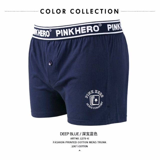 Pink Heroes Men Boxers Underwear Brand New Pure European Style Cotton Boxer Flat Pants Underwear Men Boxer Home Arrow Printing