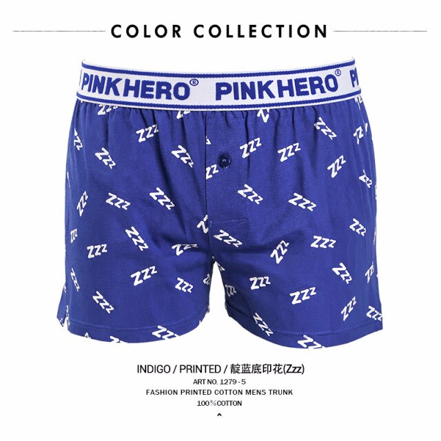 Pink Heroes Men Boxers Underwear Brand New Pure European Style Cotton Boxer Flat Pants Underwear Men Boxer Home Arrow Printing